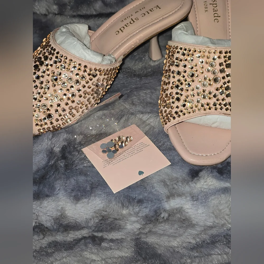 NWB kate spade new york Malibu Crystal Heeled Sandal Mochi Pink Size 10‎
